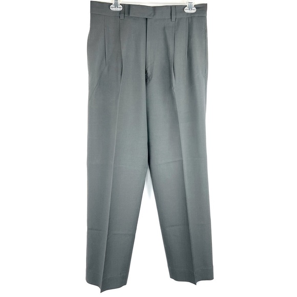 EUC-VINTAGE NEWMAN Double Pleated Front Dress slacks Pants in Green  Size 34x32 - Picture 1 of 11